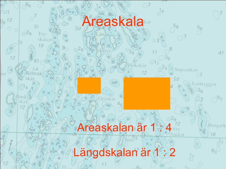 Areaskala Areaskalan är 1 : 4 Längdskalan är 1 : 2