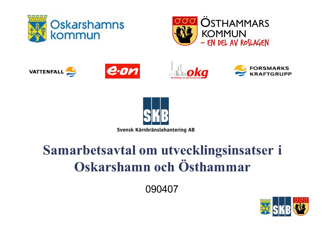 Samarbetsavtal om utvecklingsinsatser i Oskarshamn och Östhammar