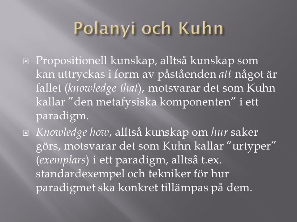 Polanyi och Kuhn