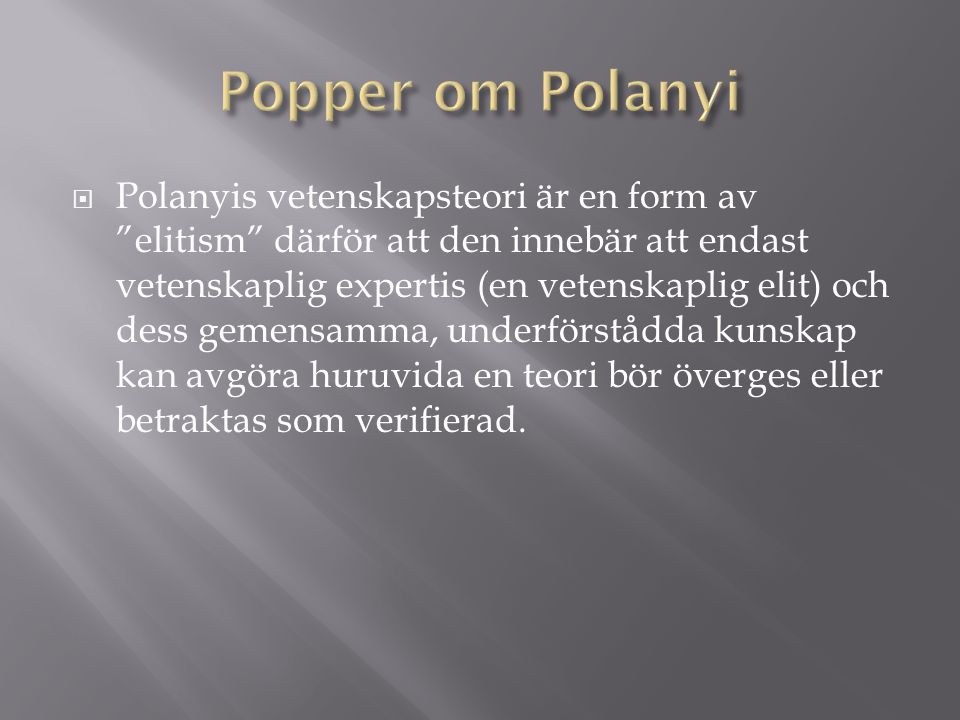 Popper om Polanyi
