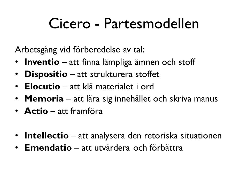 Cicero - Partesmodellen