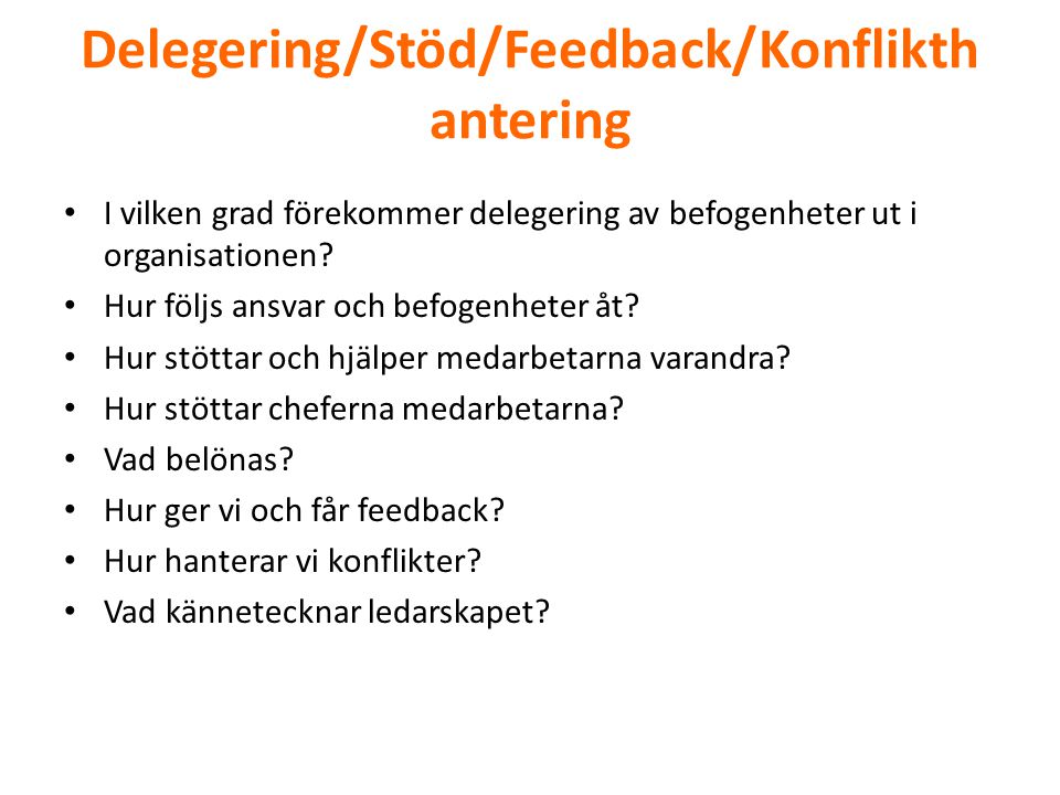 Delegering/Stöd/Feedback/Konflikthantering