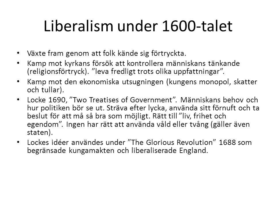 Liberalism under 1600-talet