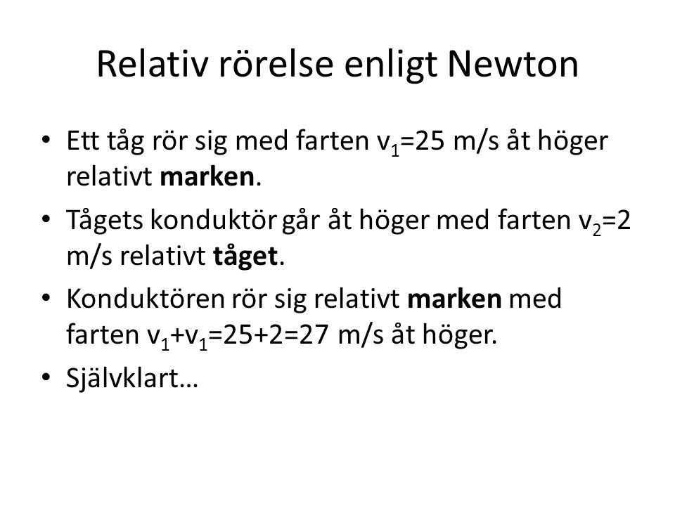 Relativ rörelse enligt Newton