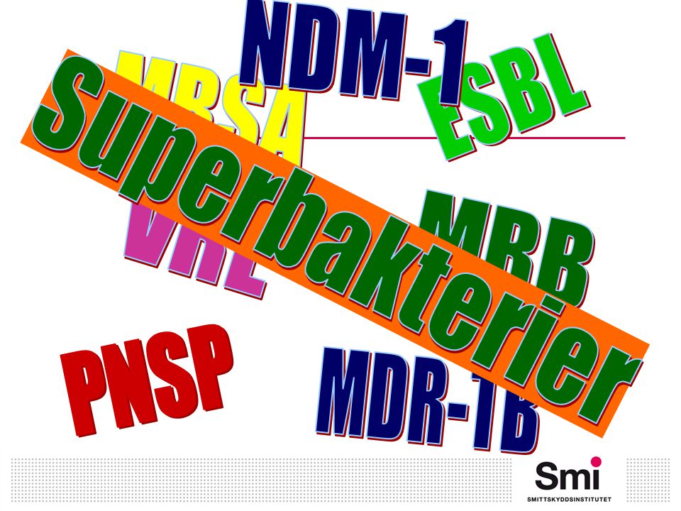 NDM-1 ESBL MRSA Superbakterier VRE MRB PNSP MDR-TB