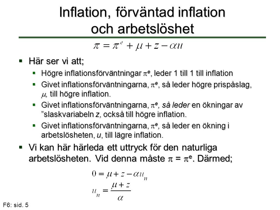 Inflation, förväntad inflation och arbetslöshet