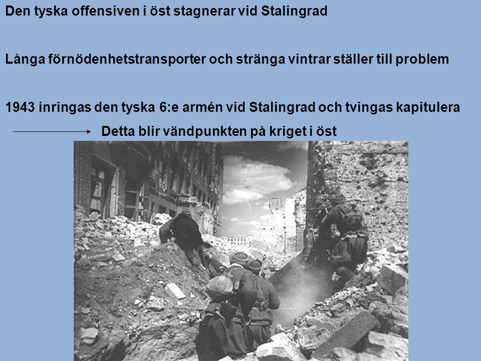 Den tyska offensiven i öst stagnerar vid Stalingrad