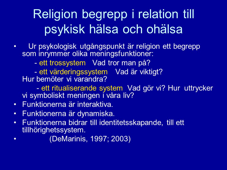 Religion begrepp i relation till psykisk hälsa och ohälsa