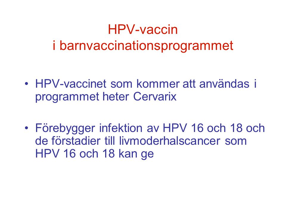 HPV-vaccin i barnvaccinationsprogrammet