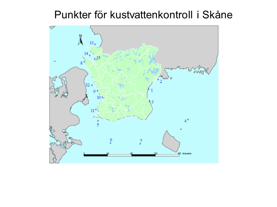 Punkter för kustvattenkontroll i Skåne