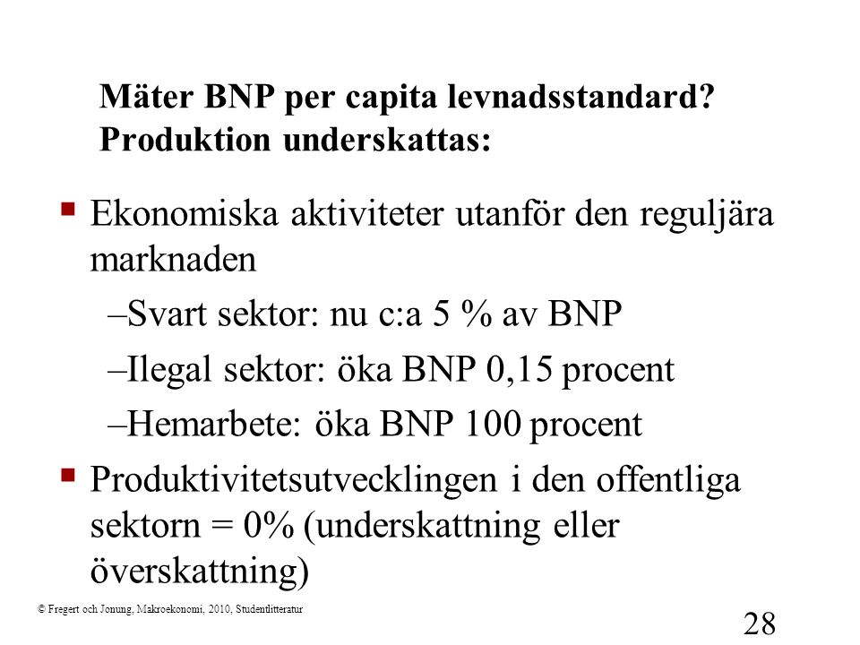 Mäter BNP per capita levnadsstandard Produktion underskattas: