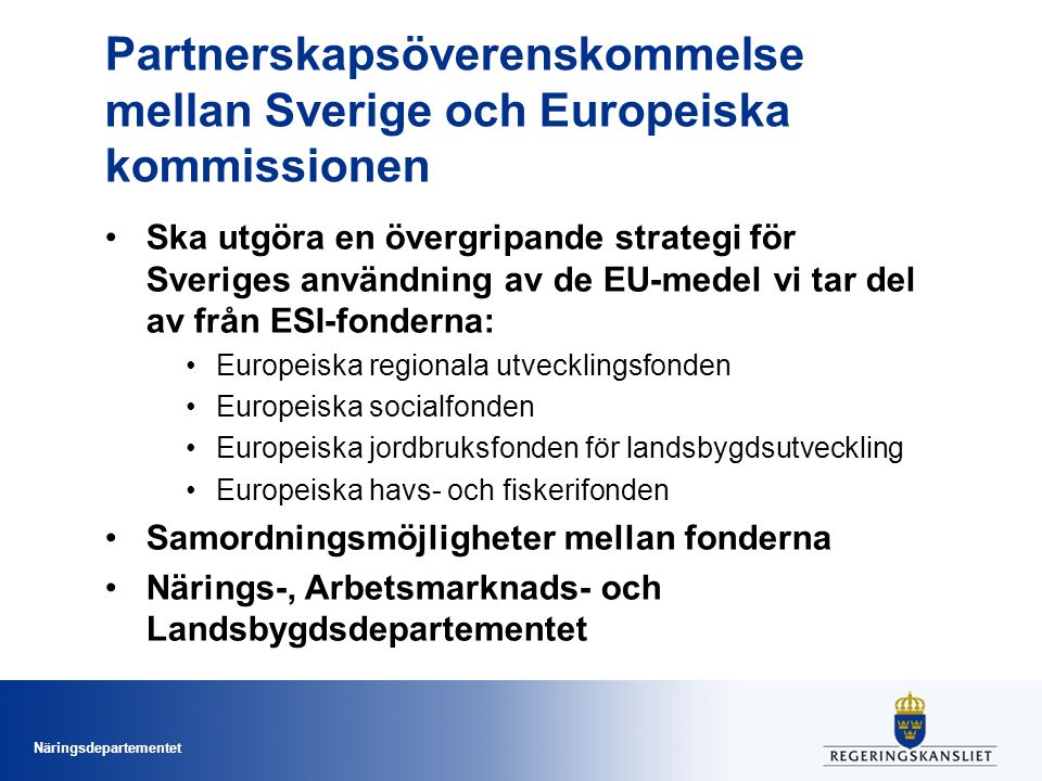 Partnerskapsöverenskommelse mellan Sverige och Europeiska kommissionen