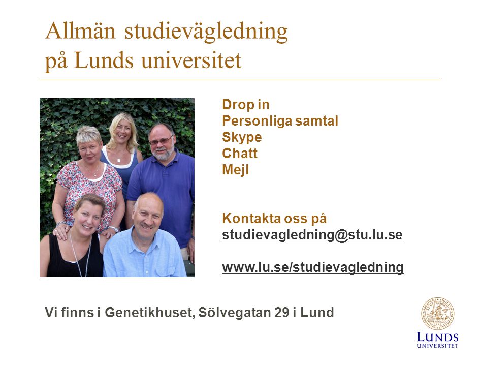Allmän studievägledning på Lunds universitet