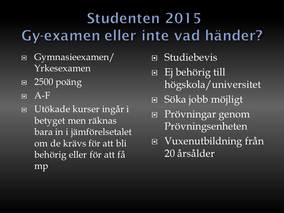 Studenten 2015 Gy-examen eller inte vad händer