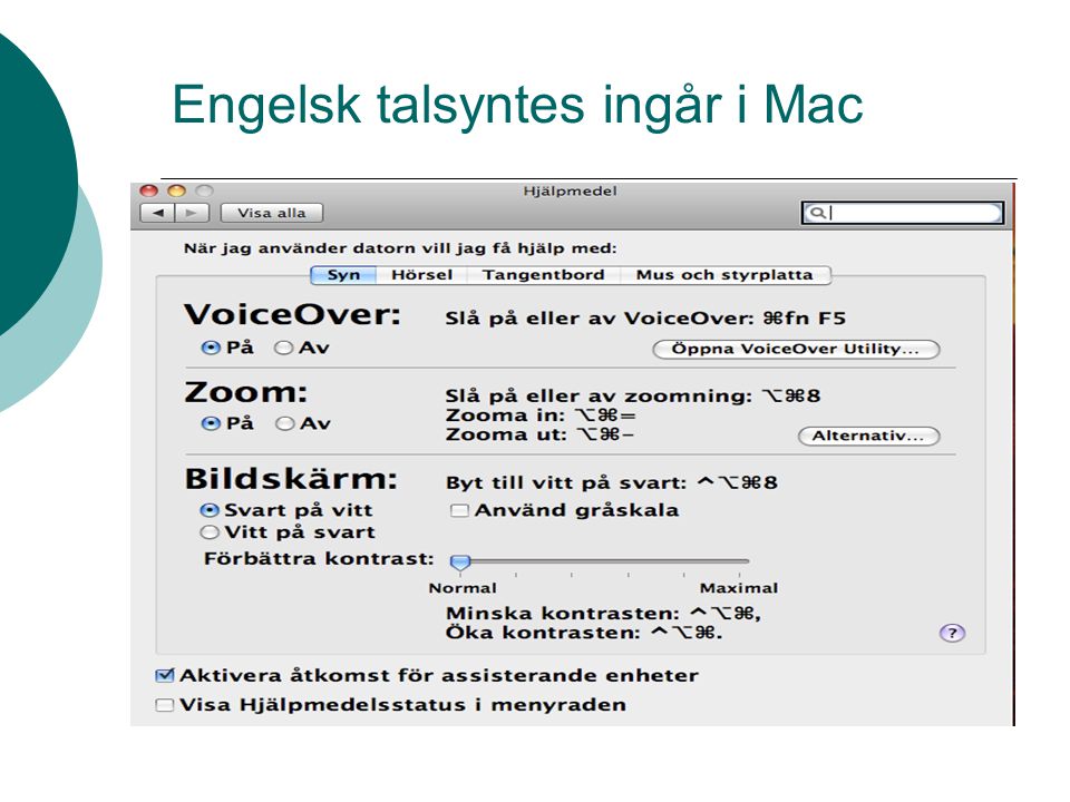 Engelsk talsyntes ingår i Mac