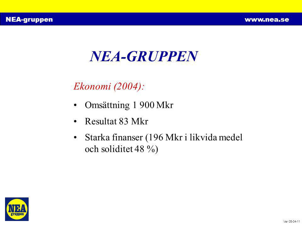 NEA-GRUPPEN Ekonomi (2004): Omsättning Mkr Resultat 83 Mkr