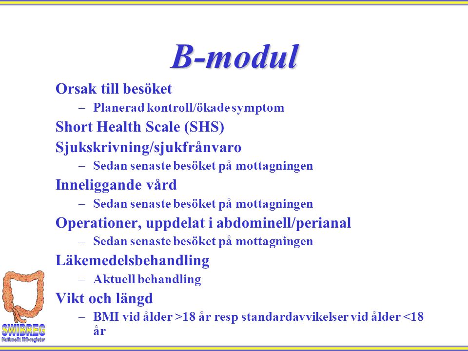 B-modul Orsak till besöket Short Health Scale (SHS)