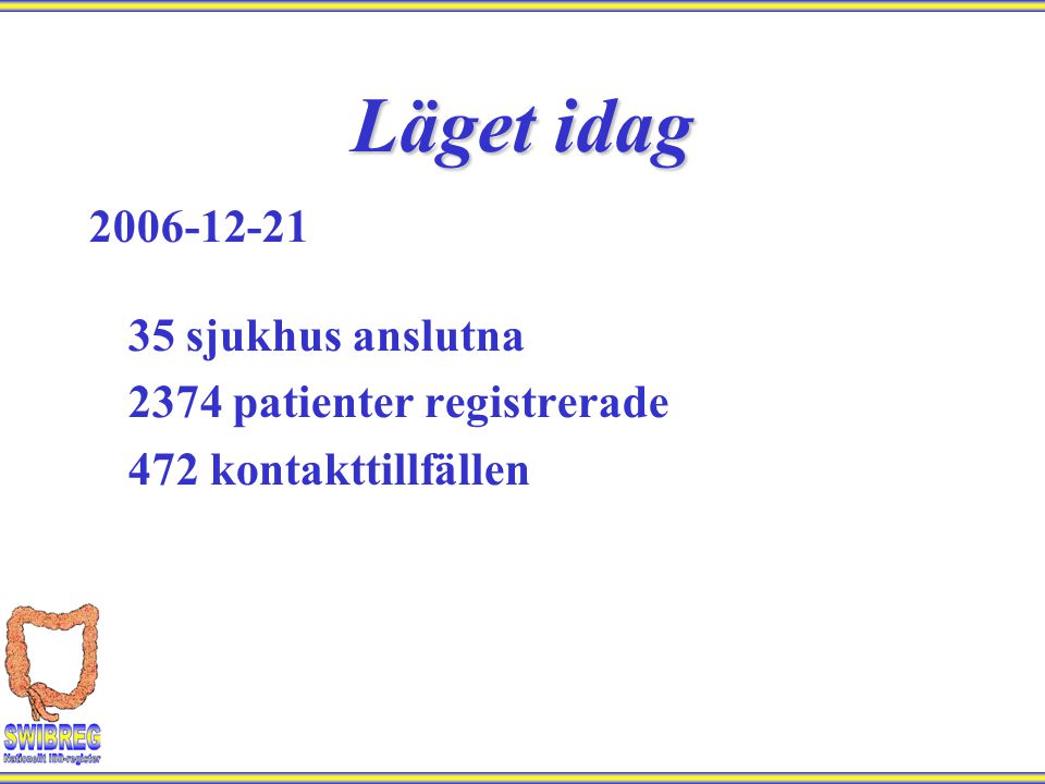 Läget idag sjukhus anslutna 2374 patienter registrerade