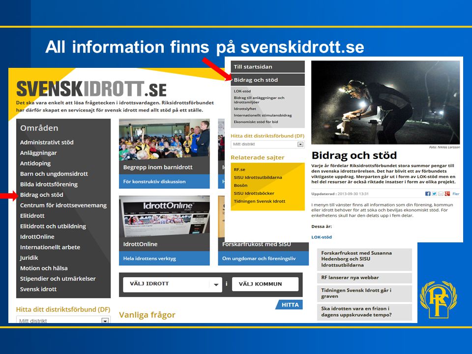 All information finns på svenskidrott.se