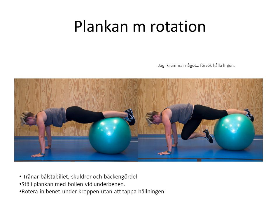 Plankan m rotation Tränar bålstabiliet, skuldror och bäckengördel