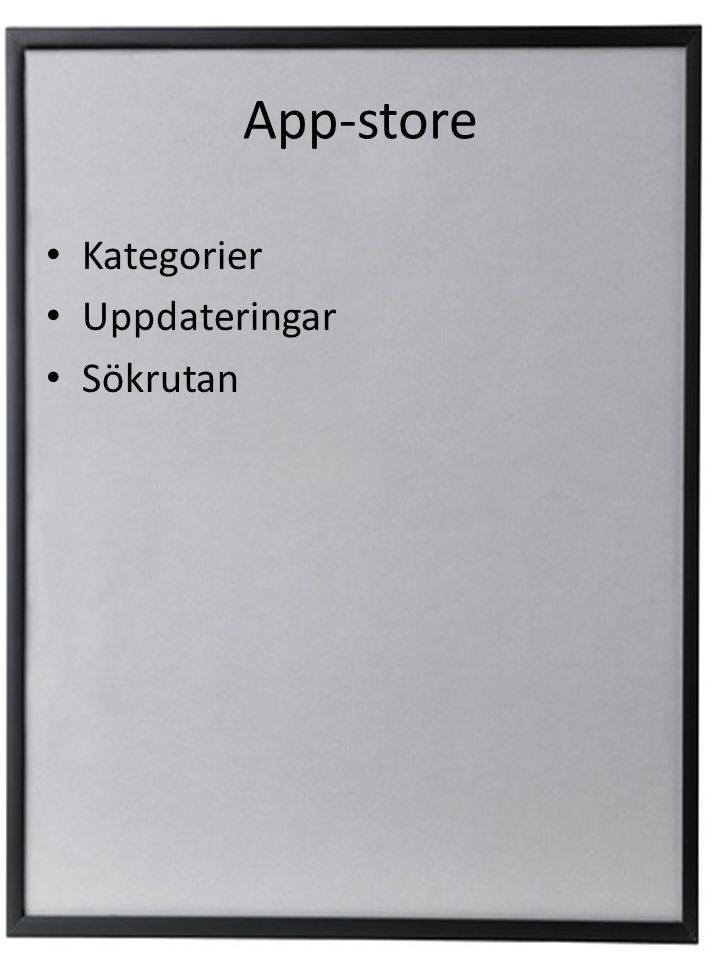 App-store Kategorier Uppdateringar Sökrutan