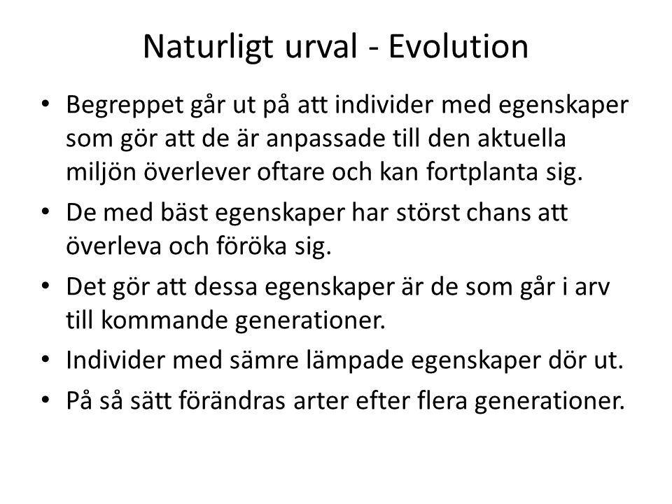 Naturligt urval - Evolution