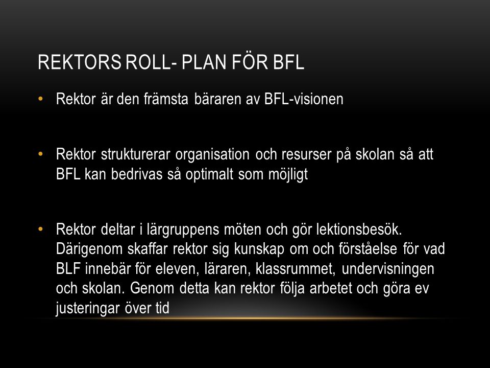 Rektors roll- plan för BFL