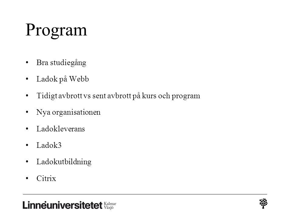 Program Bra studiegång Ladok på Webb
