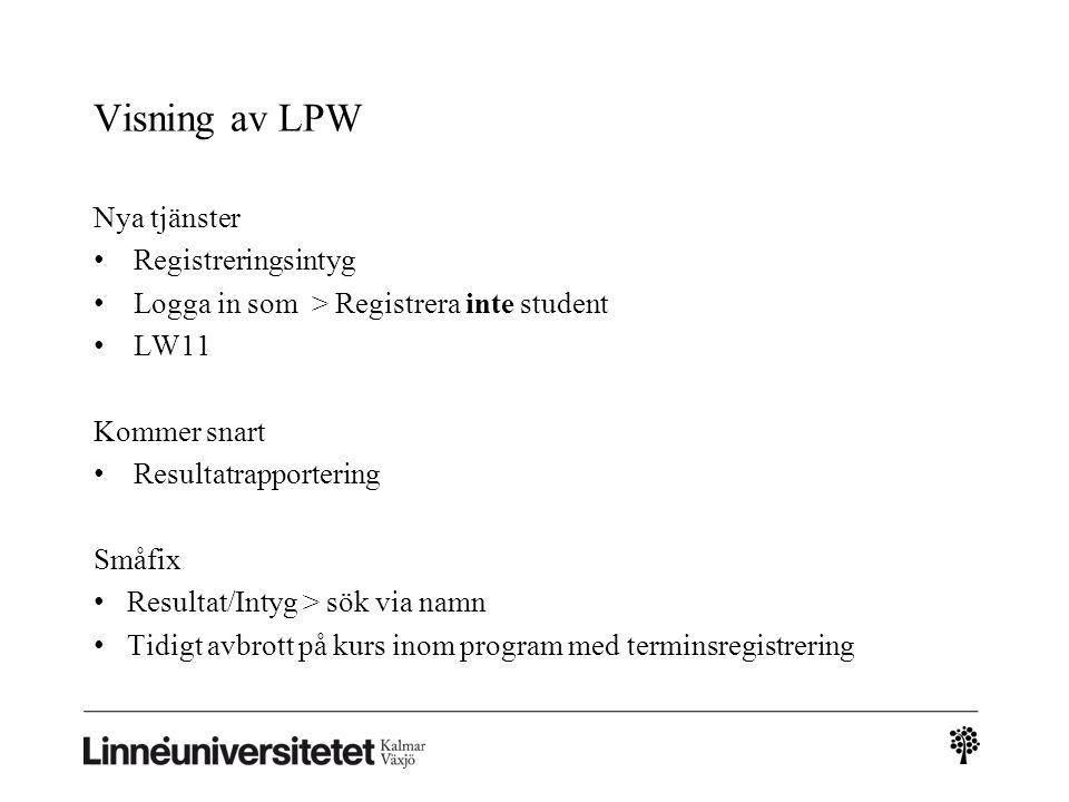 Visning av LPW Nya tjänster Registreringsintyg