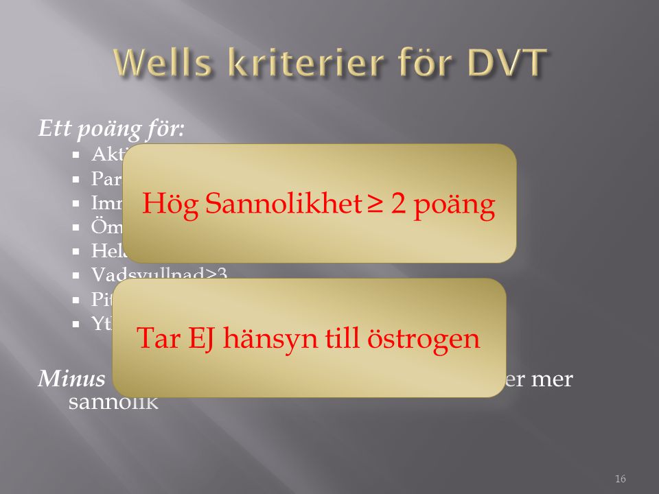 Wells kriterier för DVT