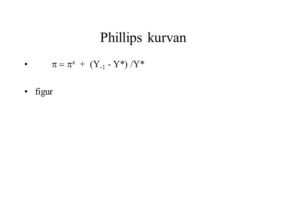 Phillips kurvan p = pe + (Y-1 - Y*) /Y* figur
