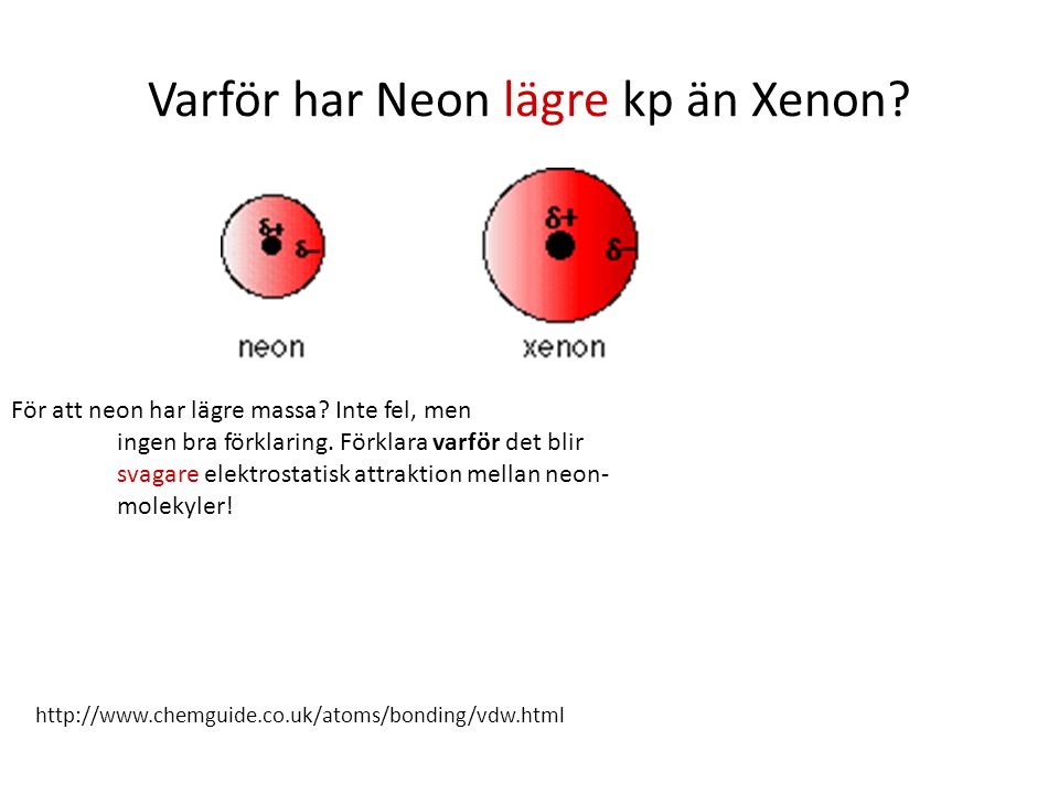 Varför har Neon lägre kp än Xenon
