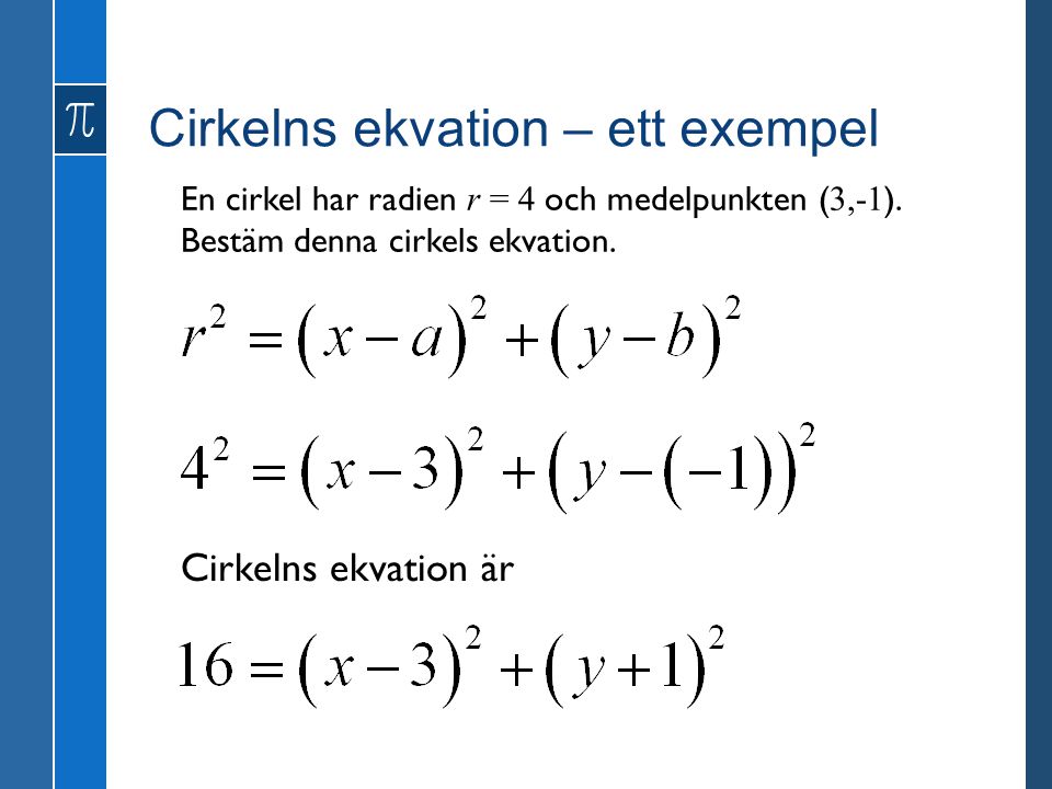 Cirkelns ekvation – ett exempel
