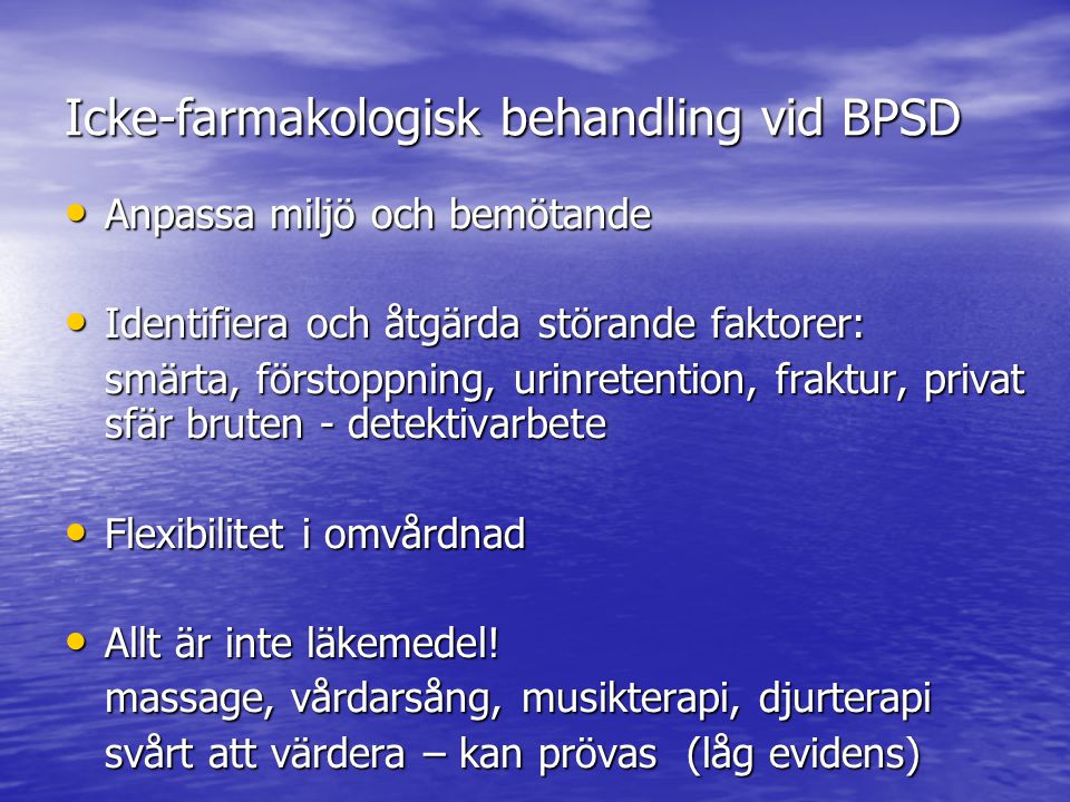 Icke-farmakologisk behandling vid BPSD