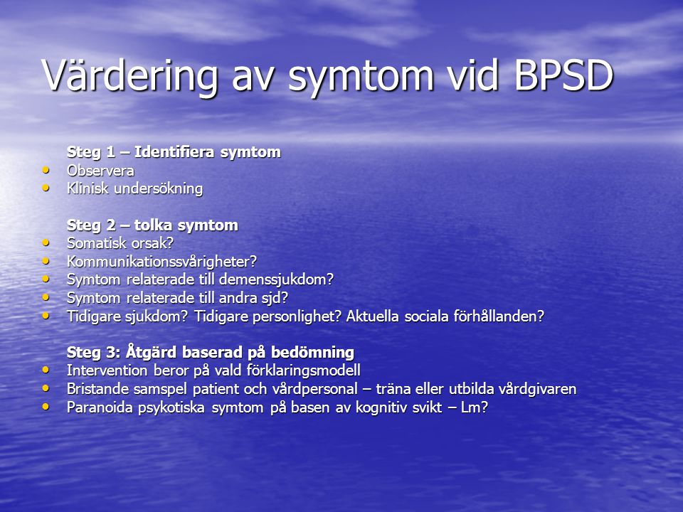 Värdering av symtom vid BPSD