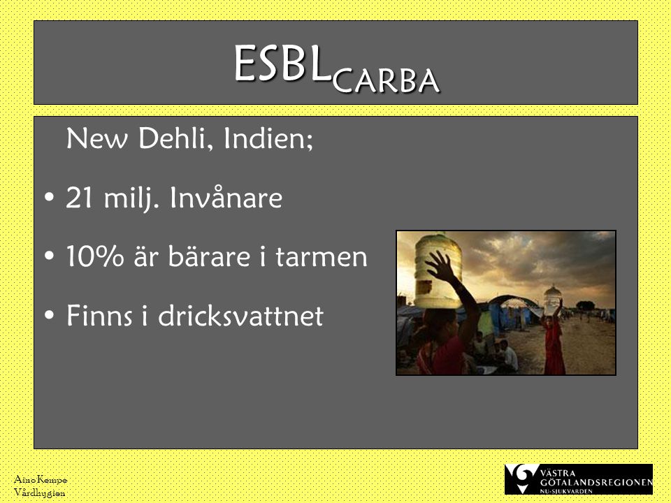 ESBLCARBA New Dehli, Indien; 21 milj. Invånare 10% är bärare i tarmen