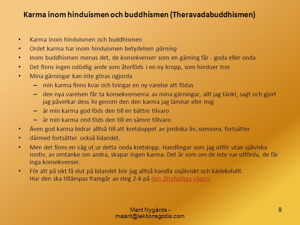Karma inom hinduismen och buddhismen (Theravadabuddhismen)