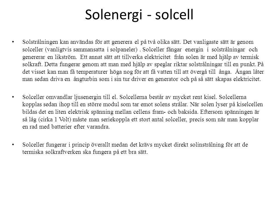 Solenergi - solcell