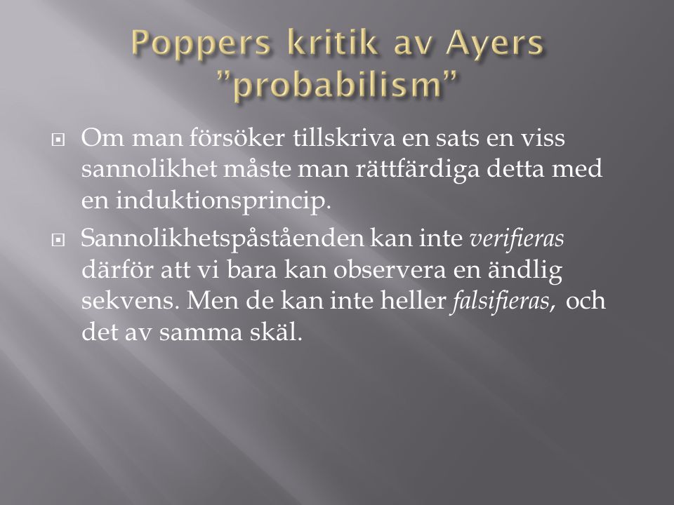 Poppers kritik av Ayers probabilism