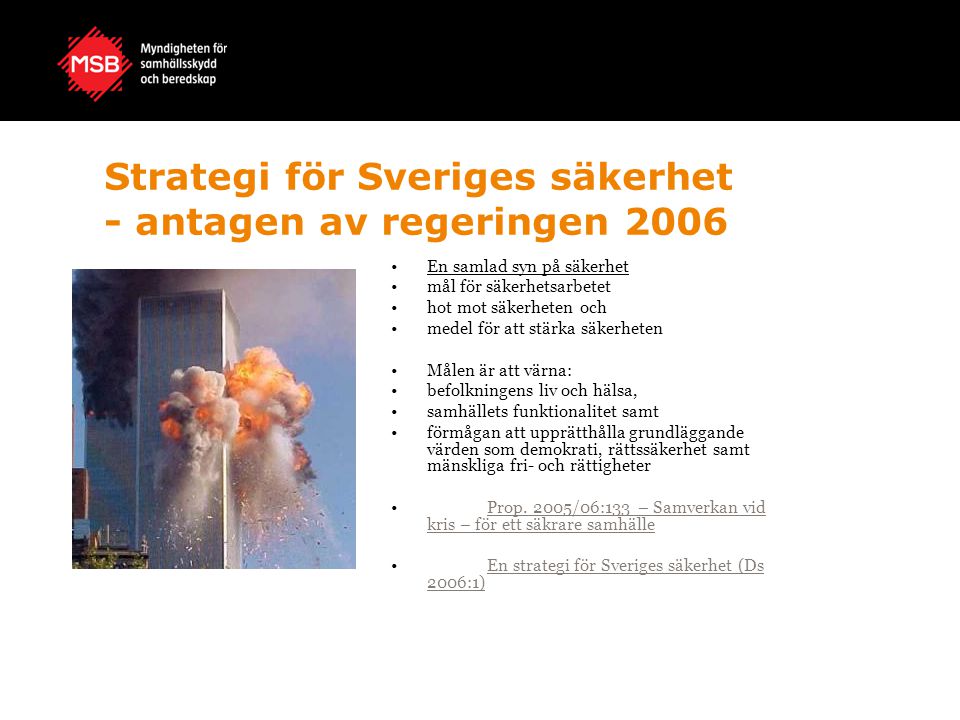 Strategi för Sveriges säkerhet - antagen av regeringen 2006