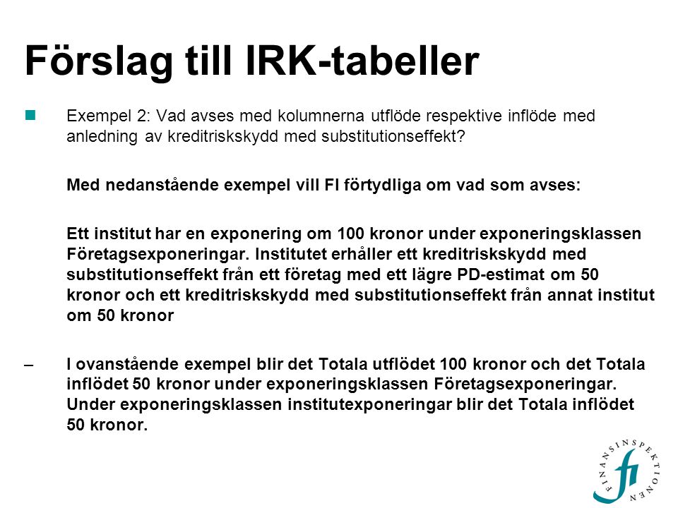 Förslag till IRK-tabeller