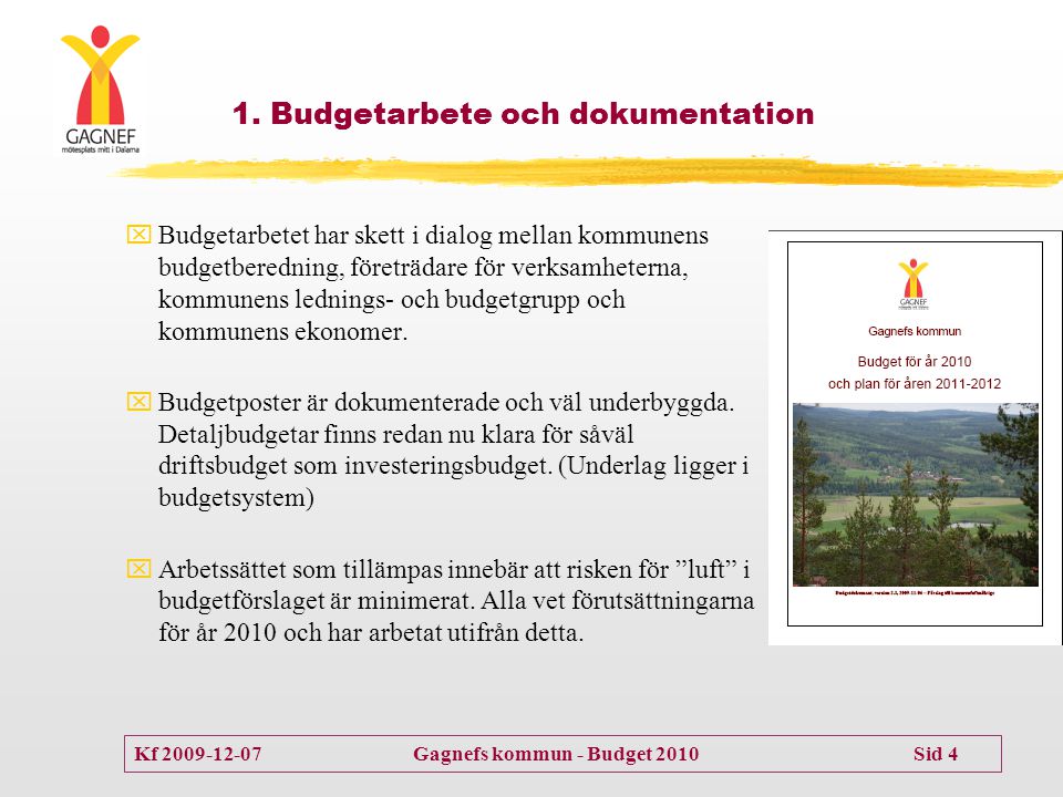 1. Budgetarbete och dokumentation