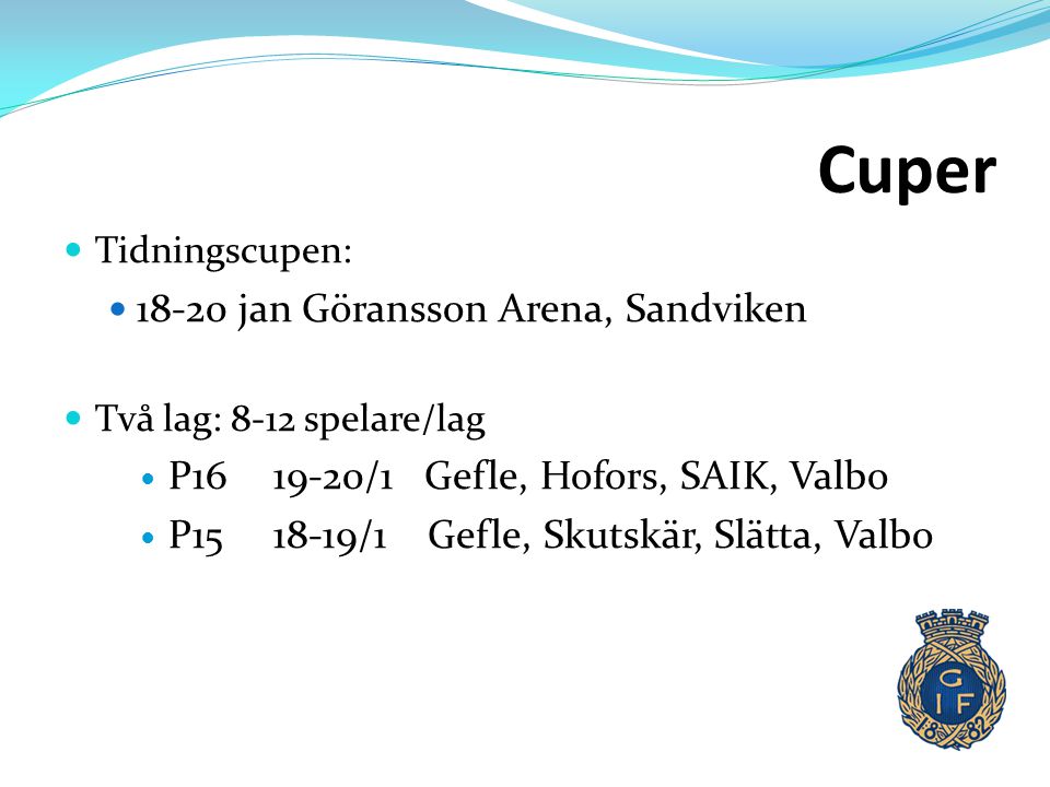 Cuper jan Göransson Arena, Sandviken