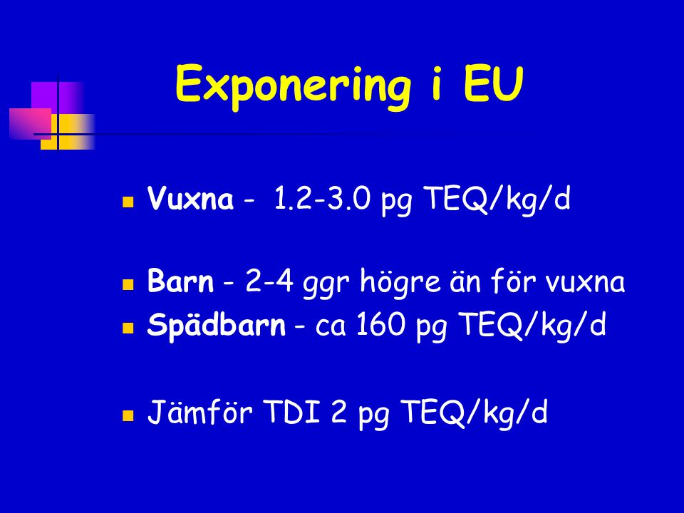 Exponering i EU Vuxna pg TEQ/kg/d