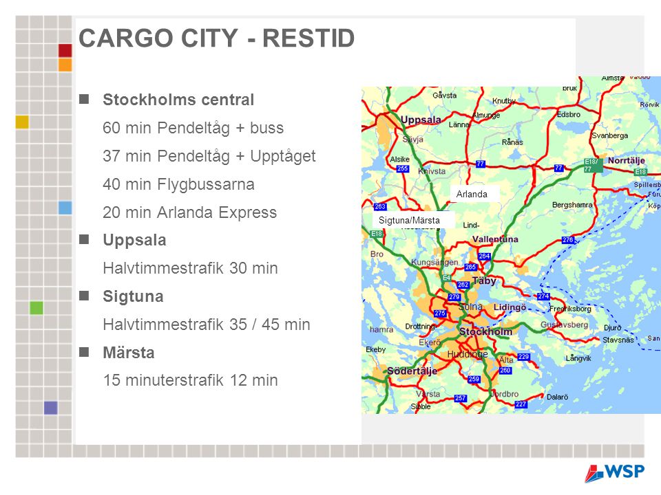 CARGO CITY - RESTID Stockholms central 60 min Pendeltåg + buss