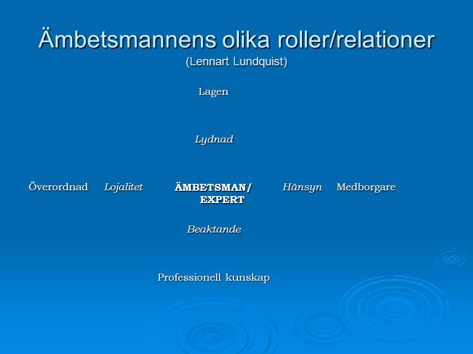 Ämbetsmannens olika roller/relationer (Lennart Lundquist)