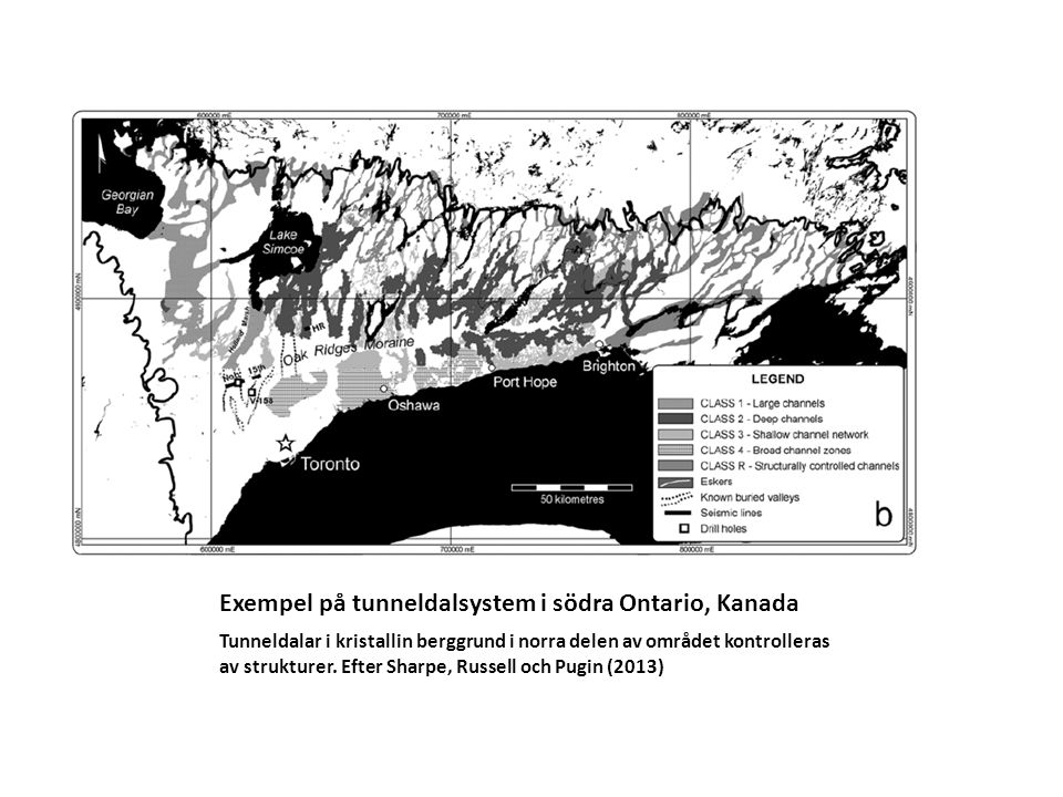 Exempel på tunneldalsystem i södra Ontario, Kanada