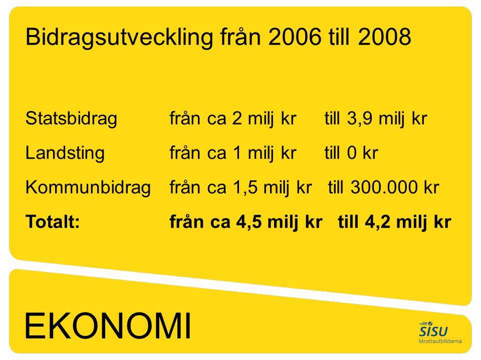 EKONOMI Bidragsutveckling från 2006 till 2008