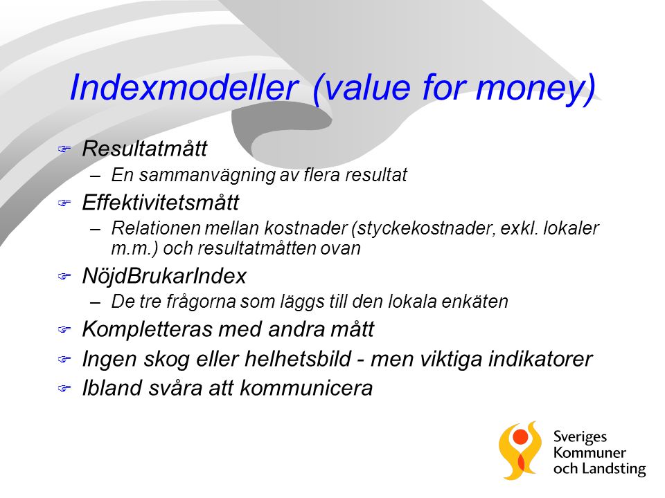 Indexmodeller (value for money)