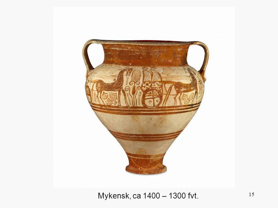 Denna och liknande scener, med människor och djur, var mycket populära från Mykene till Cypern, där den här vasen är upphittad.
